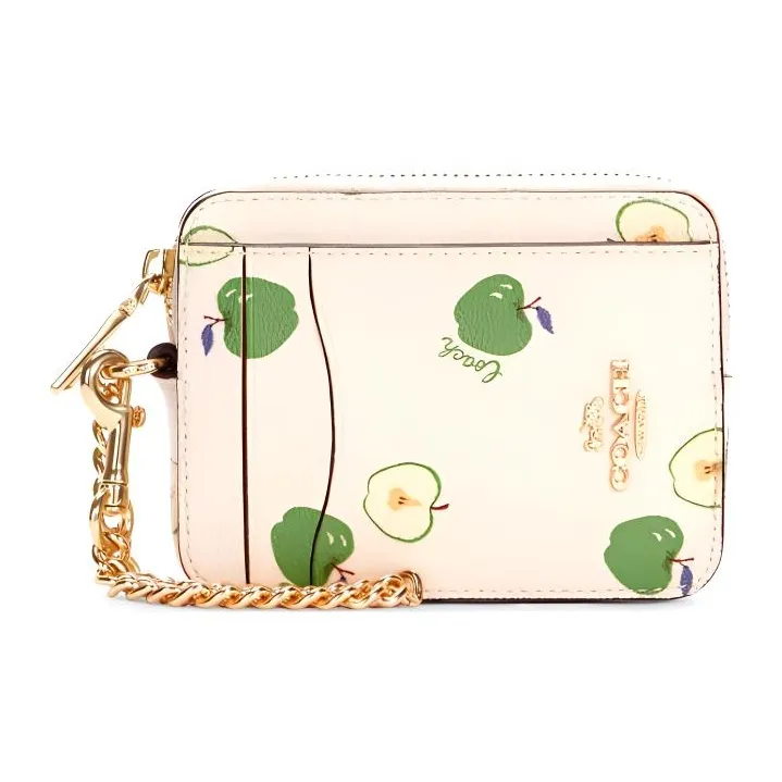 COACH Card Case Холст с кожей Картхолдер Картхолдер Мини Женские Мел белый Принт