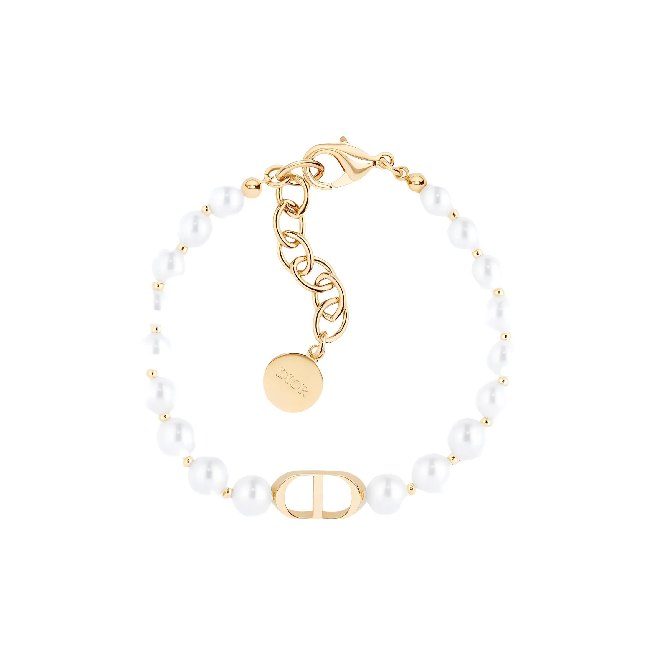 DIOR Resin, Pearl, Metal Bracelets Women's White