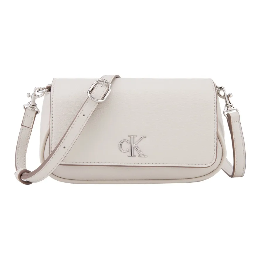 Calvin Klein Сумка через плечо из синтетического материала маленькая женская лунно-белого цвета