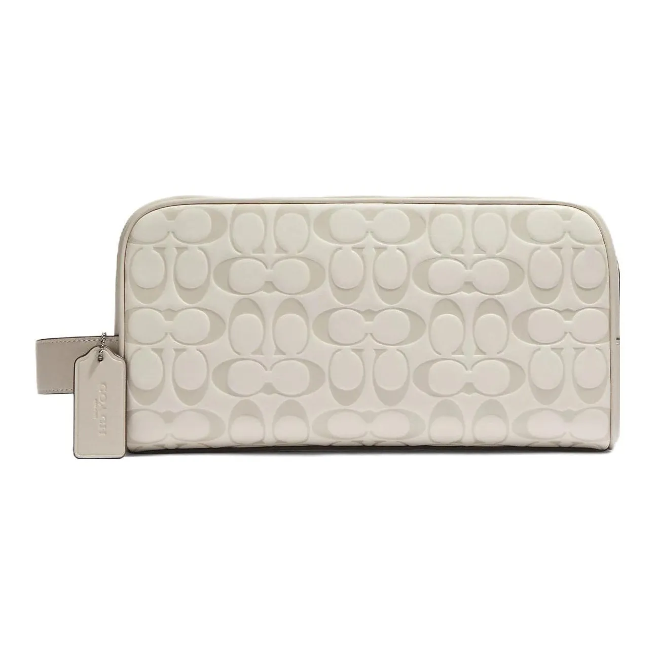 COACH Travel Kit Calfskin Clutch Storage Bag Women's Ivory Gray
