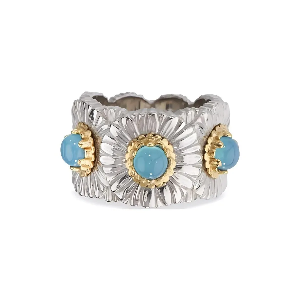BUCCELLATI Sterling Silver Blue Agate Rings Unisex Silver/Blue
