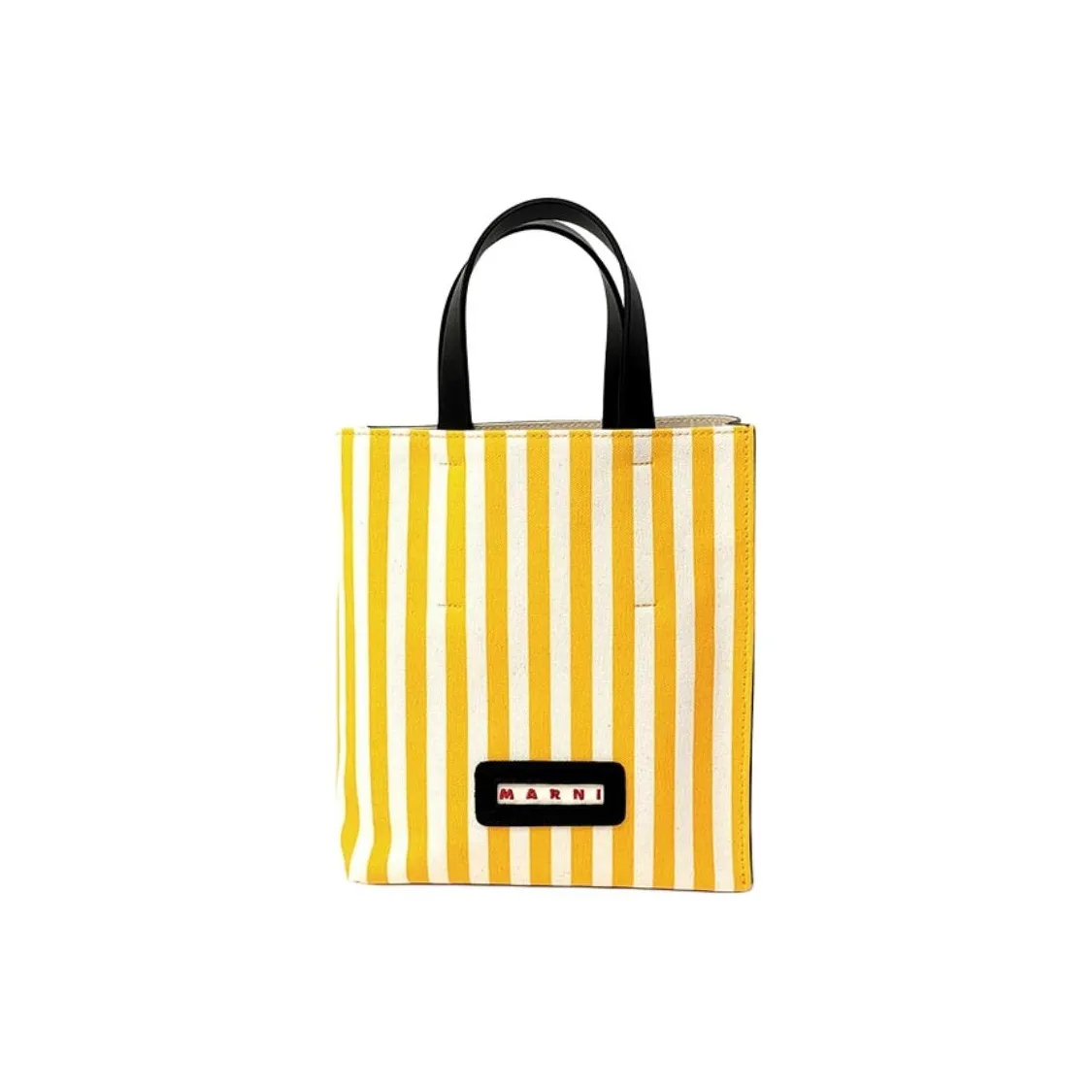 MARNI Museo Leather Tote Bag, Shopping Bag, Shoulder Bag, Crossbody Bag, Handbag Women's Yellow & Brown