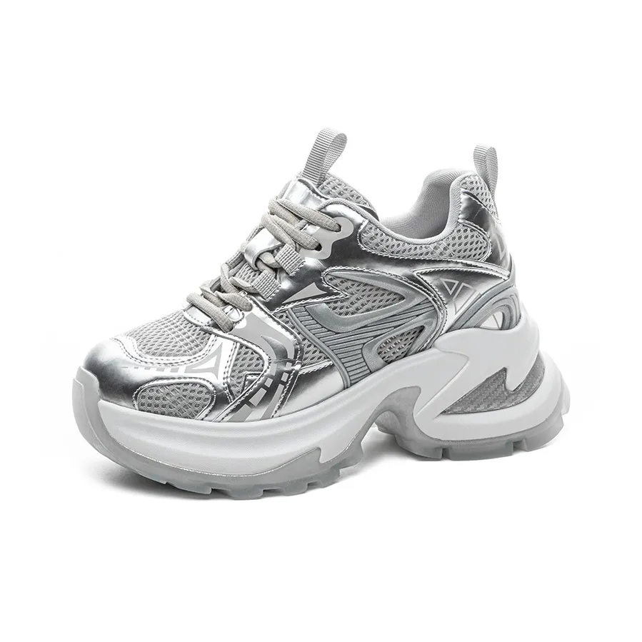 Shoe Cabinet Floral Language Anti Slip And Wear Resistant Height Increasing Low Top Chunky Sneakers Women's