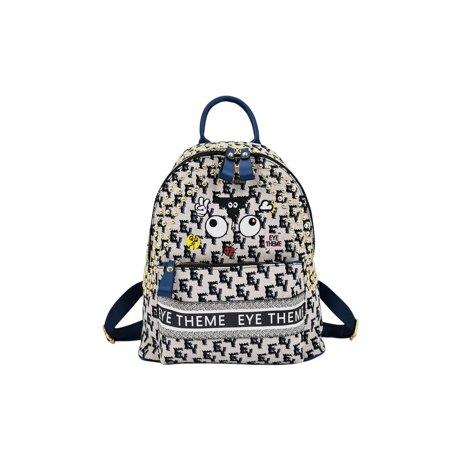 EYE THEME Canvas Backpack Tubas Women's Black & White