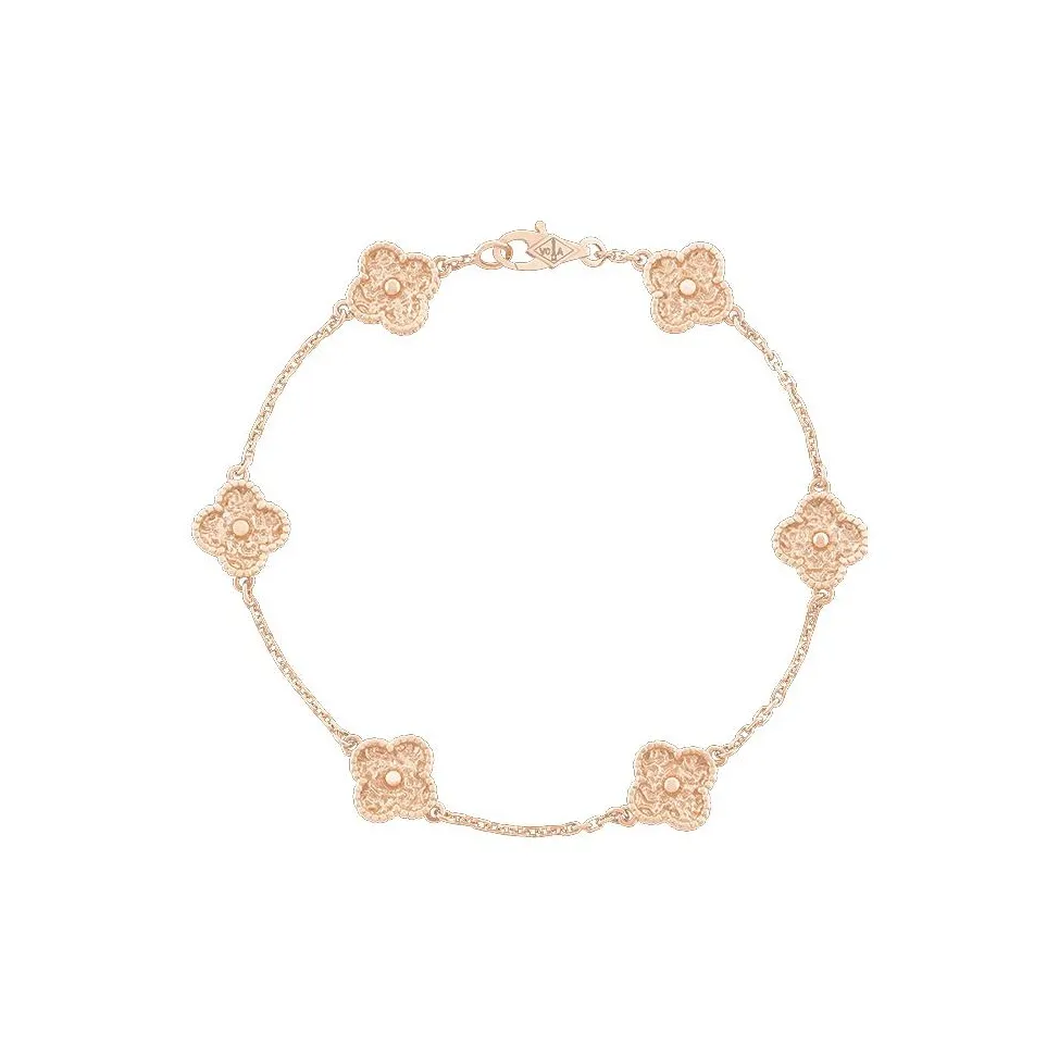 Van Cleef & Arpels Alhambra Four Leaf Lucky Series 18K Rose Gold Bracelets Women's Rose Gold