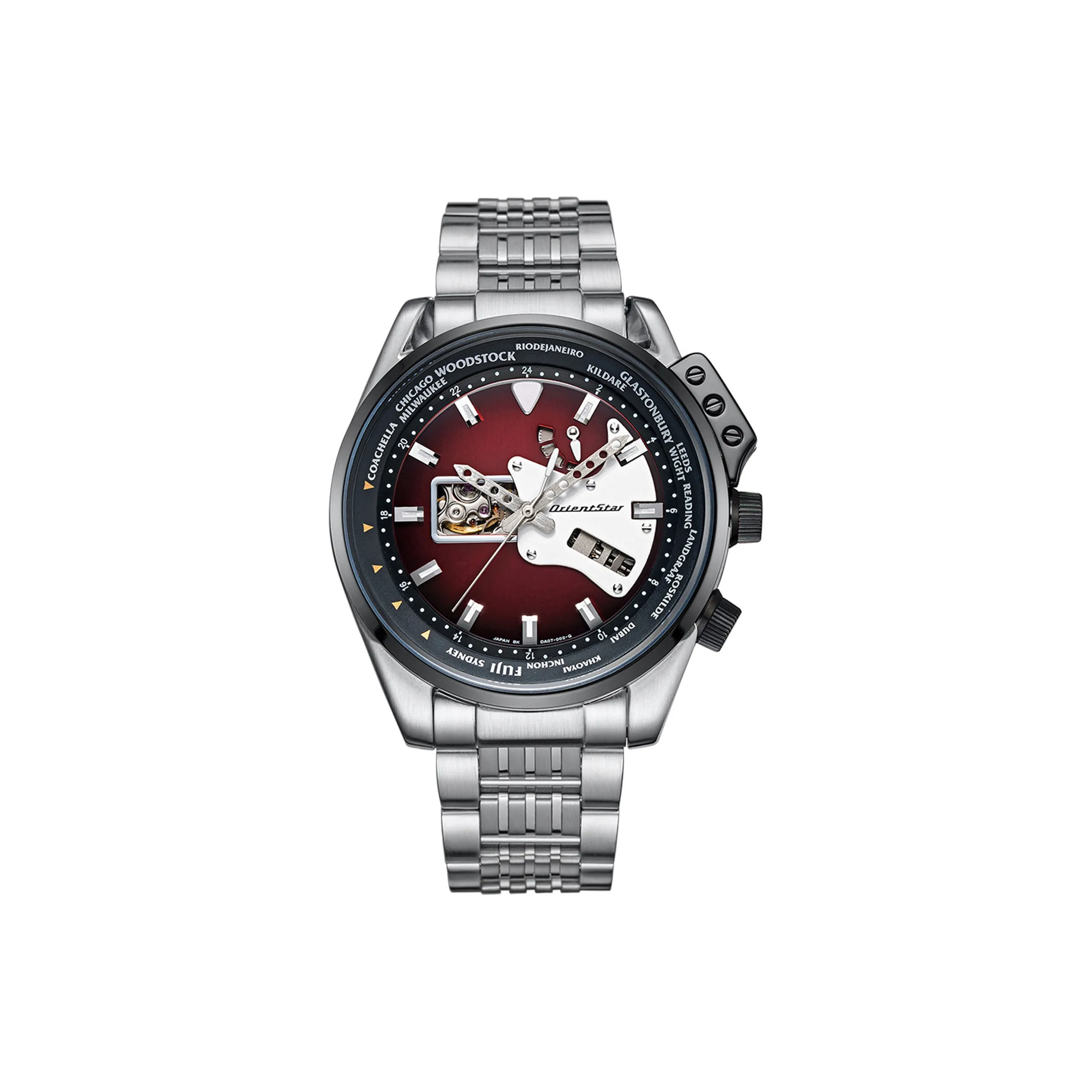 ORIENT STAR Mechanical Movement Stainless Steel Watchband Watch Men's Watches Red Watch Dial