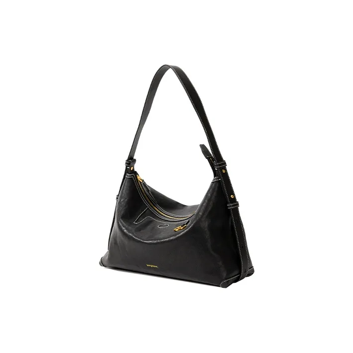 Songmont Vegetable Tanned Cow Leather Shoulder Bag Dumpling Shoulder Bag Tubas Women's Smoky Ink Black/Sandalwood Brown