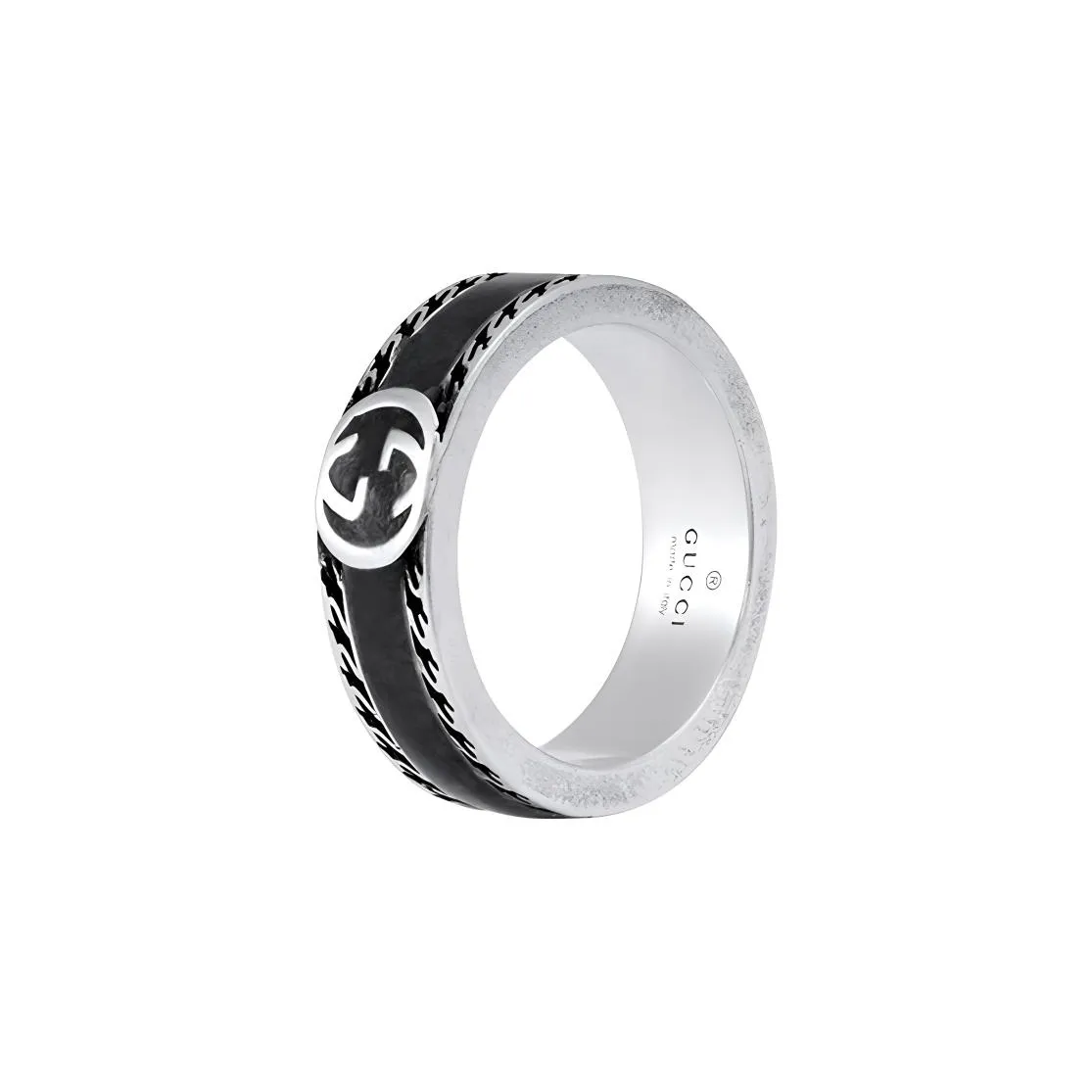 GUCCI 925 Sterling Silver Rings Unisex Black