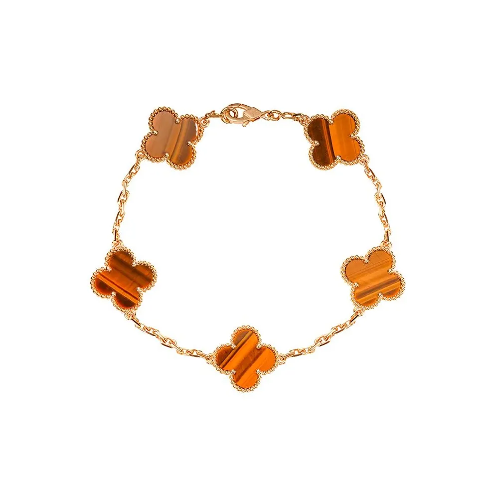 Van Cleef & Arpels Alhambra Four Leaf Lucky Series 18K Gold Bracelets Women's