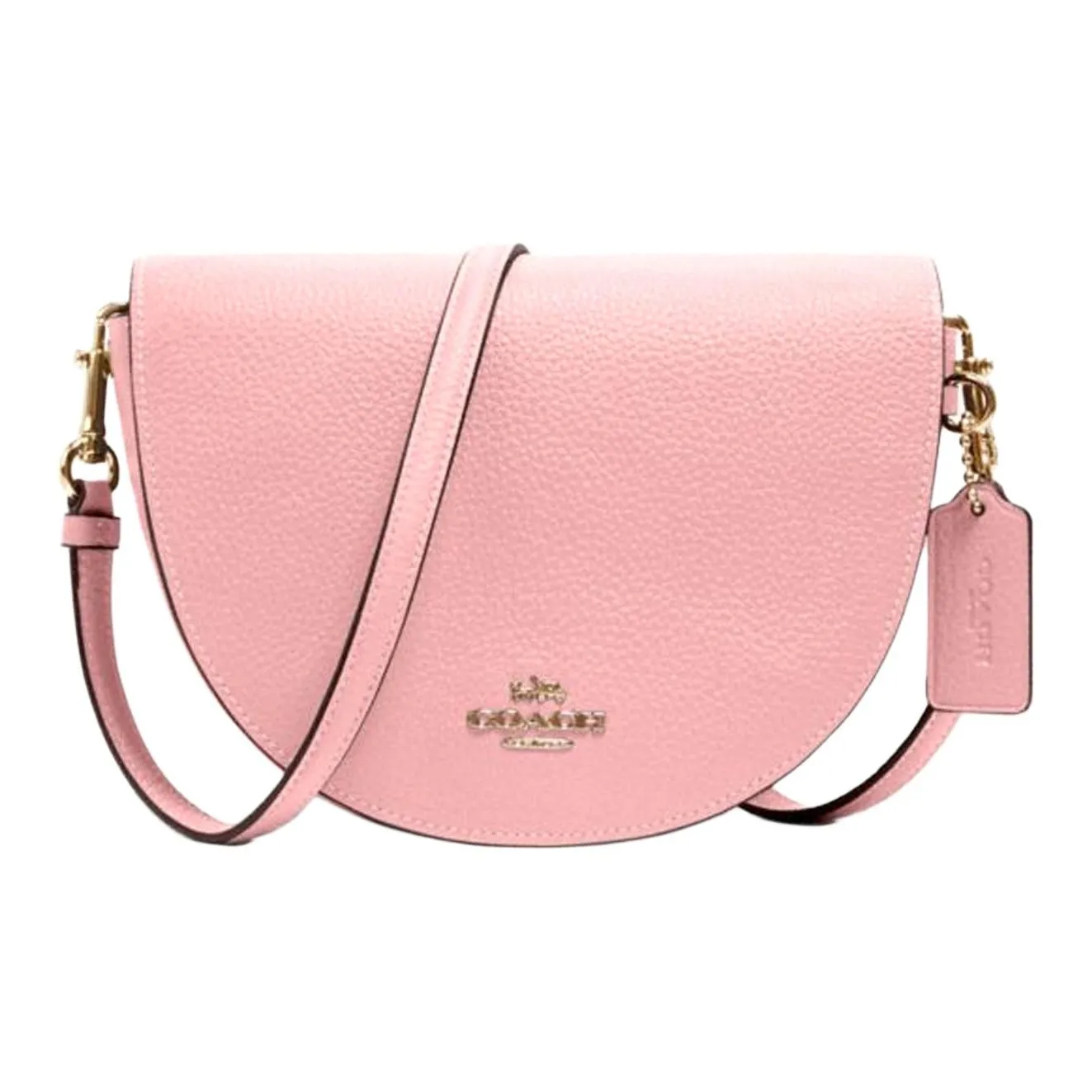 COACH Ellen Leather Flap Bag, Shoulder Bag, Saddle Bag, Crossbody Bag Women's Cherry Blossom Pink