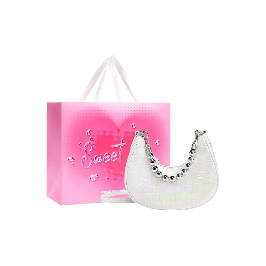 ONE TIME ПУ (полиуретан) Коммутирование Crescent Цепочка Сумка через плечо Маленькая Женская Белая Черная Таро Фиолетовая