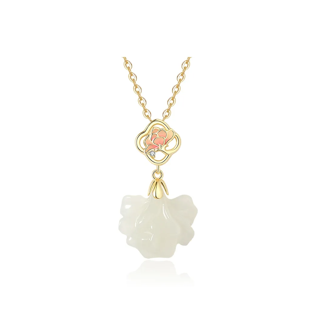 ZENGCAI New Chinese Style Chinese Fashion Trend Niche Design, Carved Jade Necklace Pale Greenish White Jade Women's