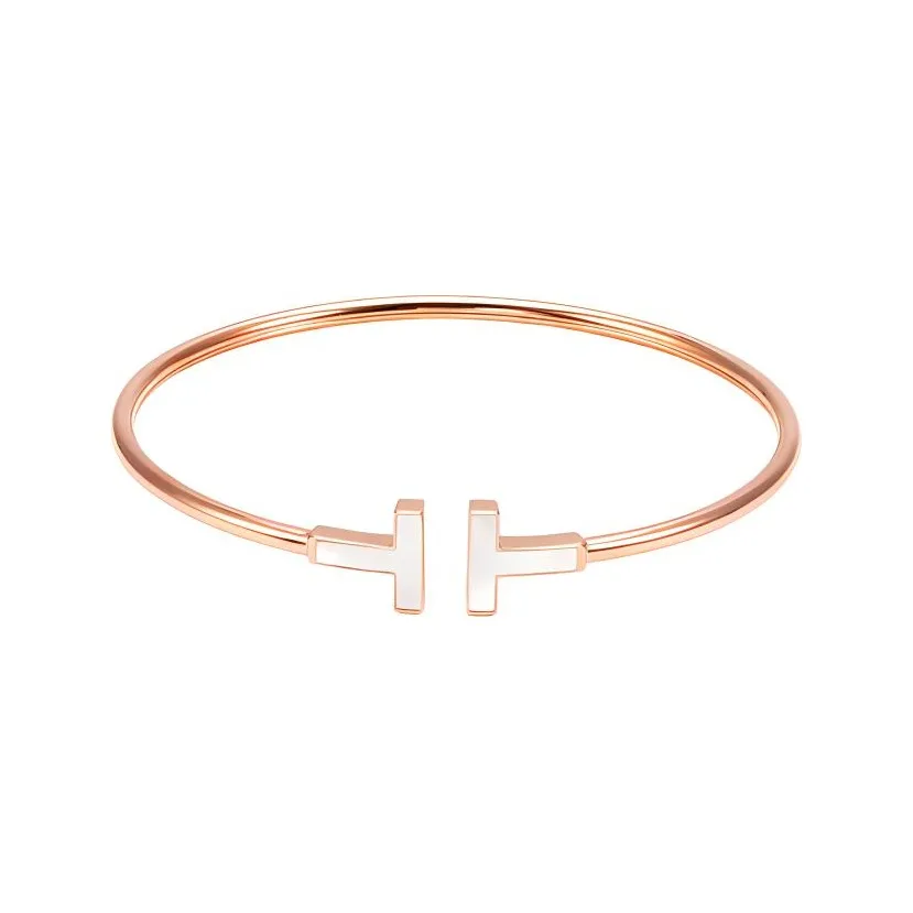 TIFFANY & CO. T Mother Of Pearl Bangles Women's Rose Gold