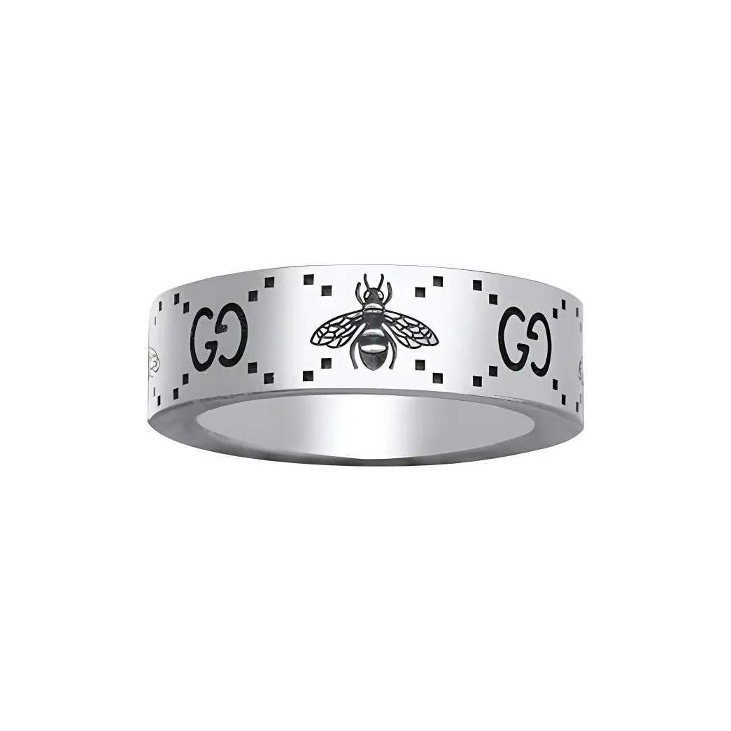 GUCCI Gg And Bee Engraved Wide Ring