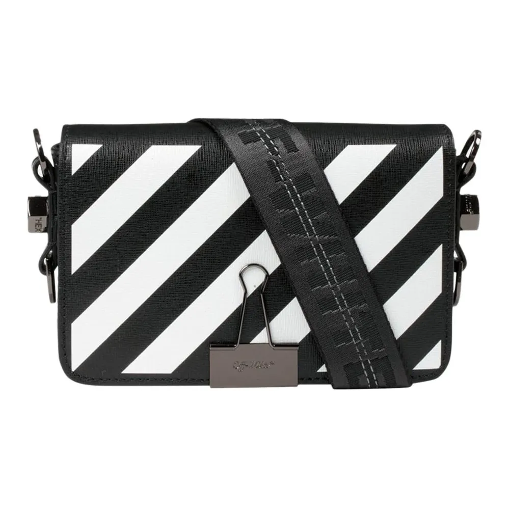 OFF WHITE Diag Leather Shoulder Bag, Crossbody Bag Mini Women's Black