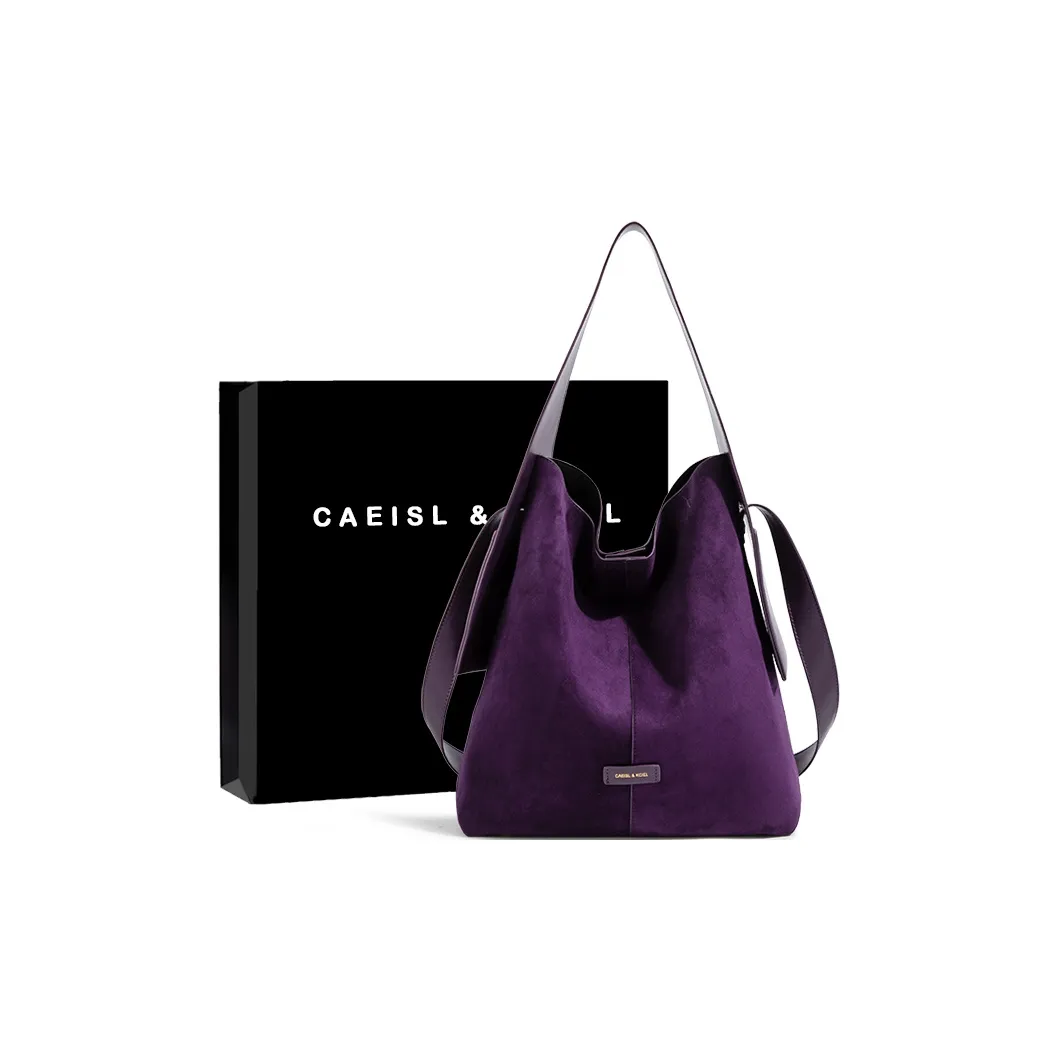 CAEISL&KCIEL Polyurethane Synthetic Leather Bucket Bag, Shoulder Bag Regular Unisex Brazilian Berry Purple