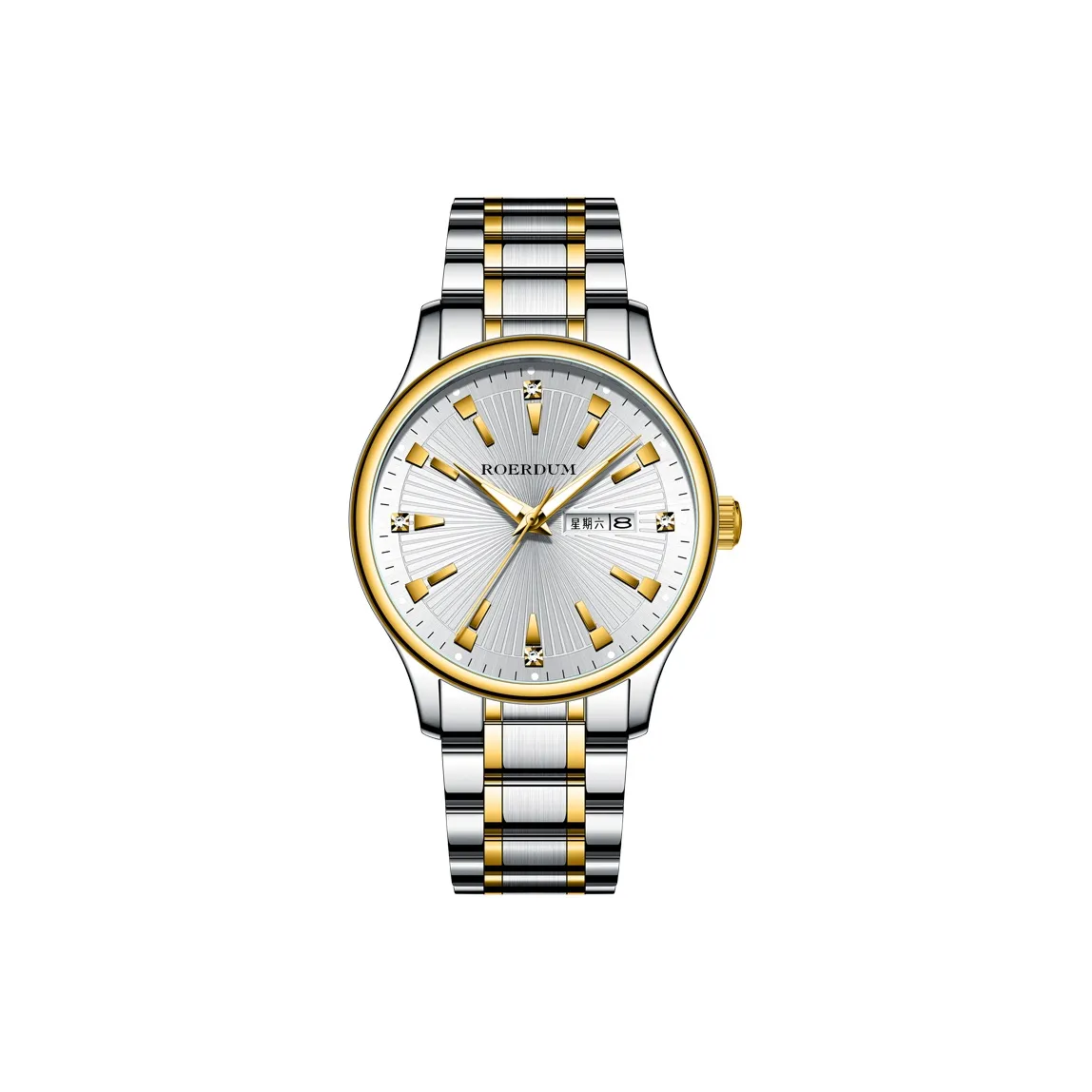 ROERDUM Master Collection Baron Кварцевый механизм ремешок из нержавеющей стали мужские часы белый циферблат