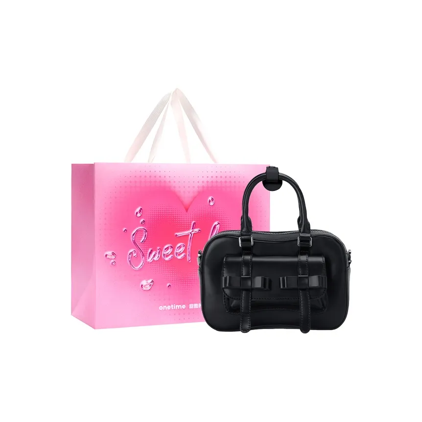 ONE TIME Synthetic Leather Bowknot Strap Shoulder Bag, Handbag Regular Women's Black