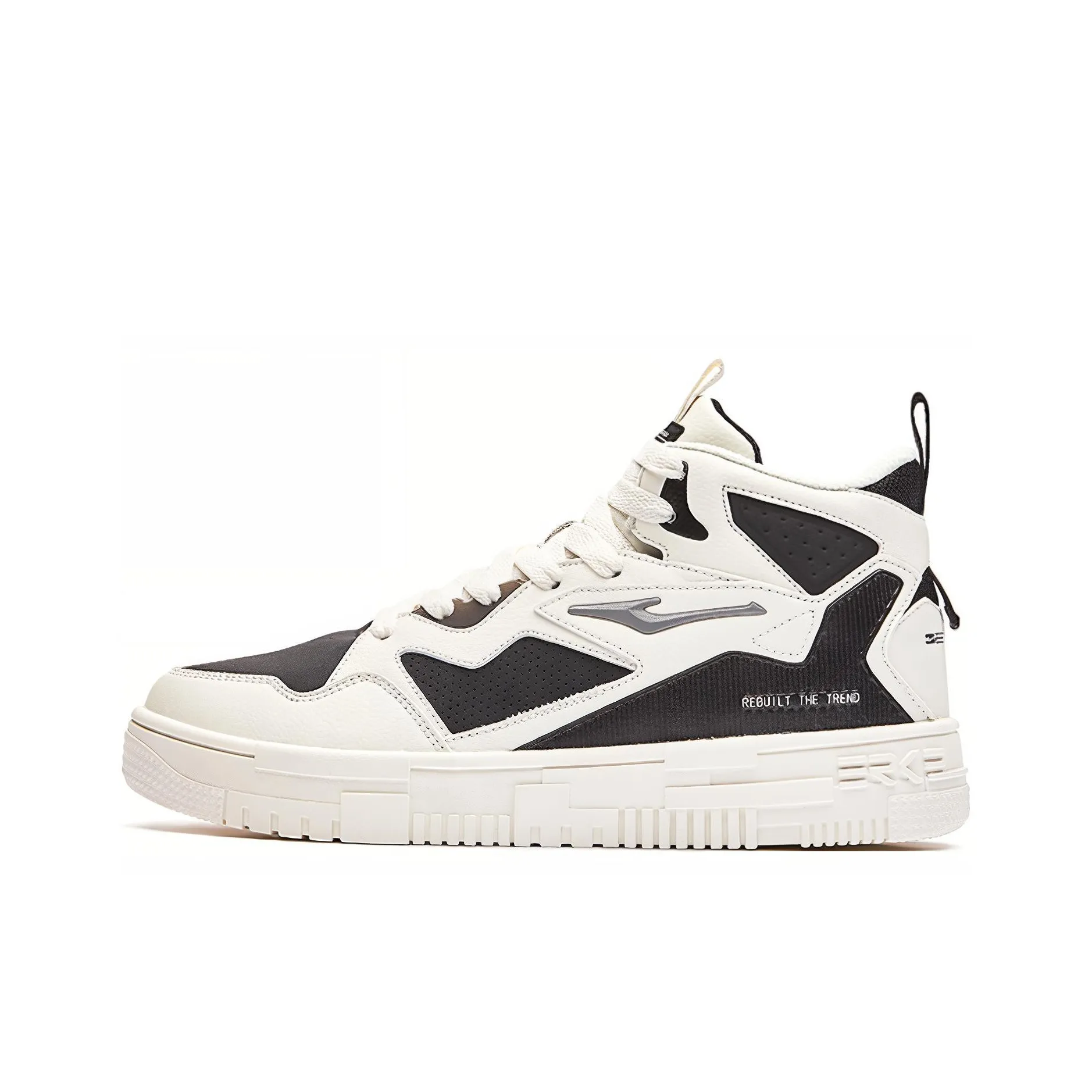 Erke Pact Series High Top Skateboard Shoes Men's Black White