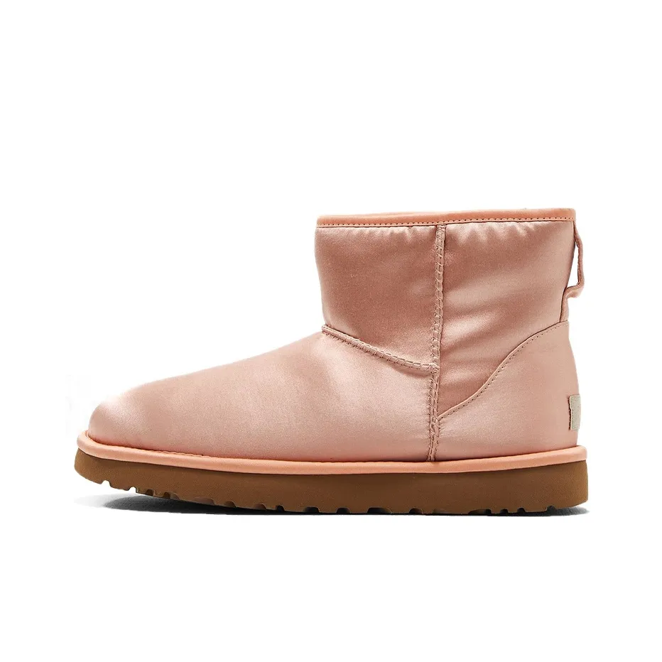 UGG CLASSIC MINI Satin Thermal Short Snow Boots Women's Pink
