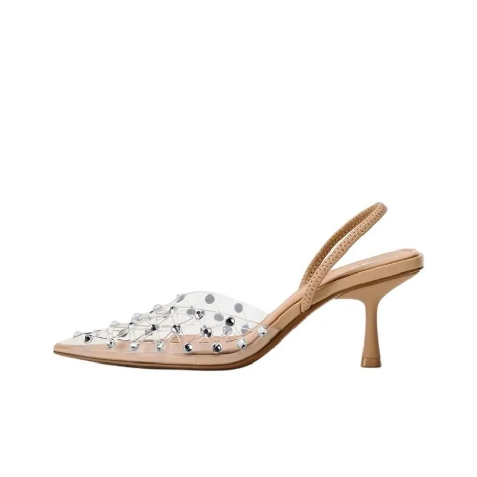 ZARA Узкий каблук Высокие каблуки Женские Бежевый