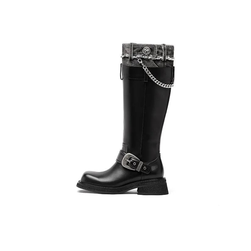 SUGARSU Колено Высокие сапоги 4,5 см Женские Черные