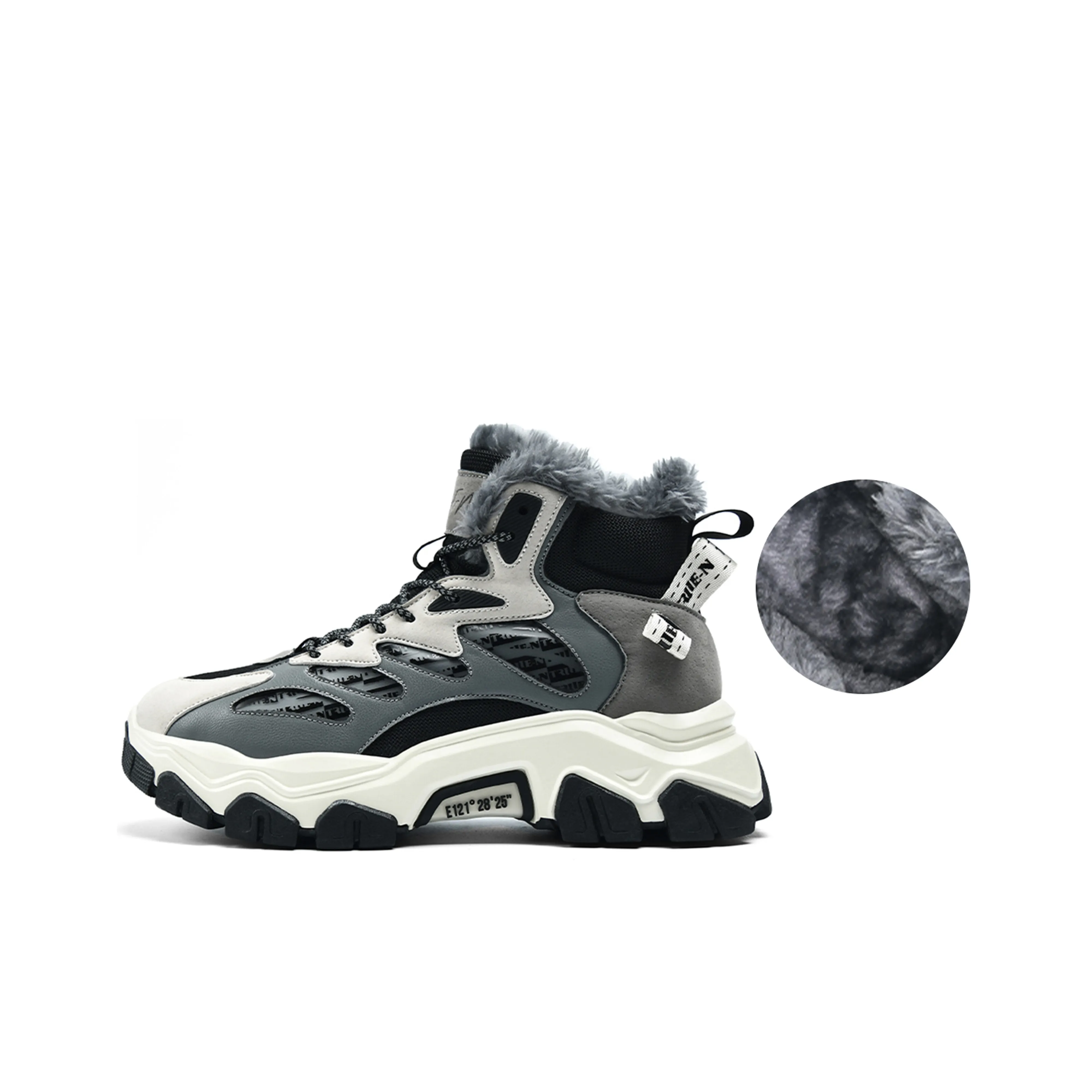 ZHENEN Snow Boots Men's Black Gray White