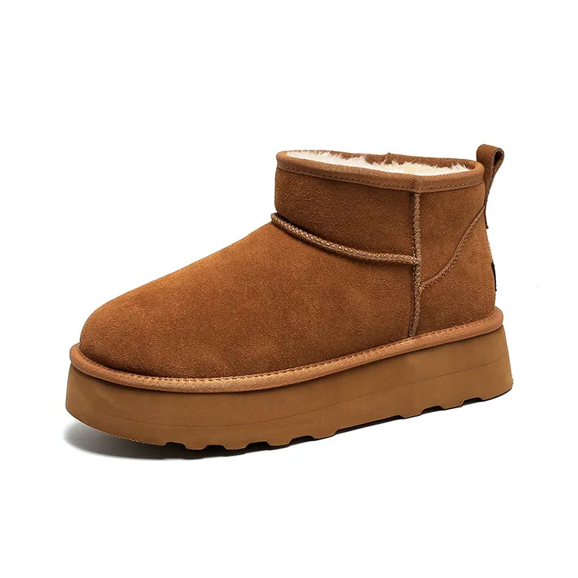 Lady's House Thermal Short Snow Boots Men's Yellow