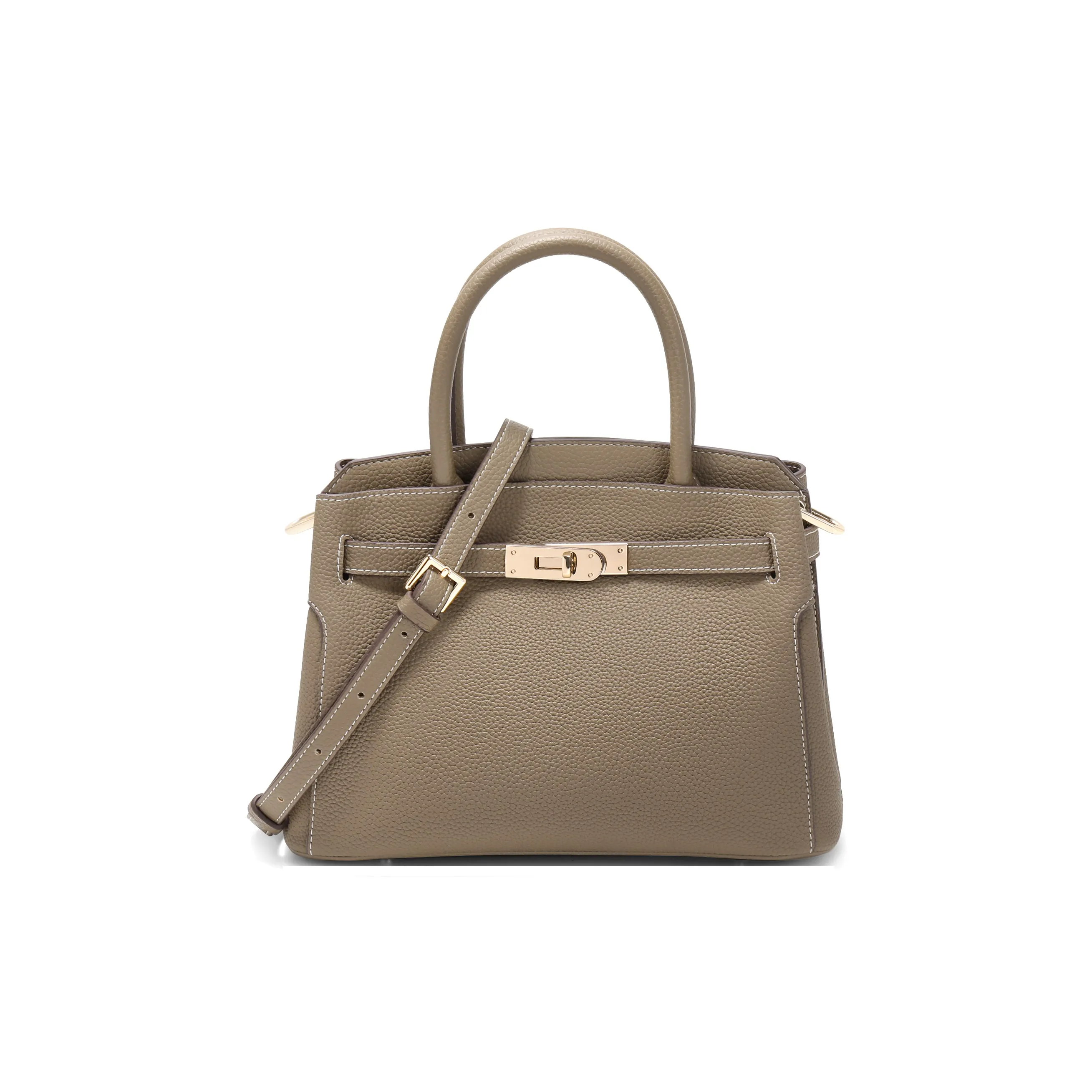 BELLE Split Cow Leather Molded Leather Birkin Bag Shoulder Bag Crossbody Bag Handbag Medium Size Women's Gray/Red/Beige
