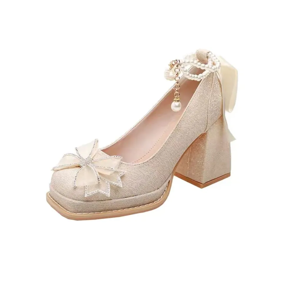 Xingdiman Грубый каблук Высокие каблуки 8,5 см Женские Шампанское