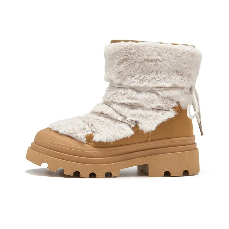 Beau Today Leather Short Mid Calf Snow Boots Women's