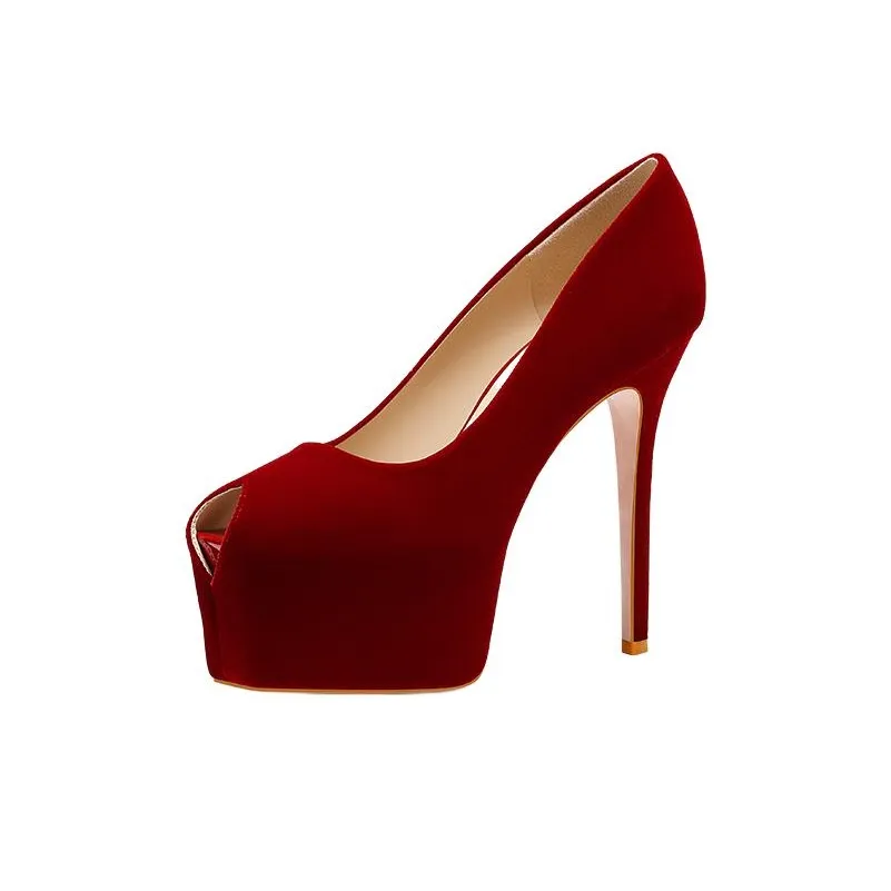 PJJUU Узкий каблук Высокие каблуки 13,5 см Женские Бургунди
