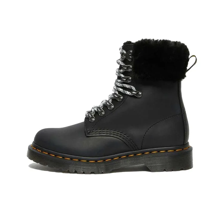 Dr. Martens 1460 Stay Warm Wear resistant Fur Martin Boots Black Women's