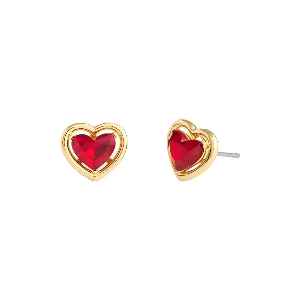 COACH Metal Stud Earrings Women's Gold/Red