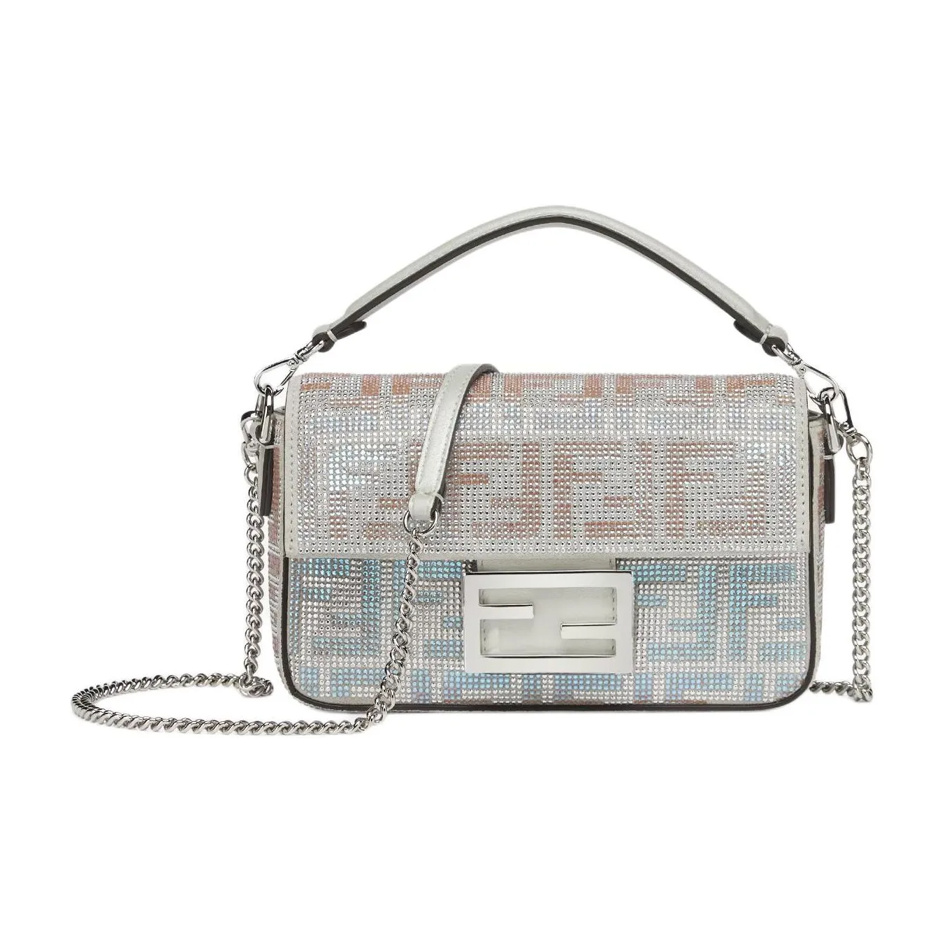 FENDI Baguette Calfskin Shoulder Bag, Crossbody Bag, Handbag Mini Women's White