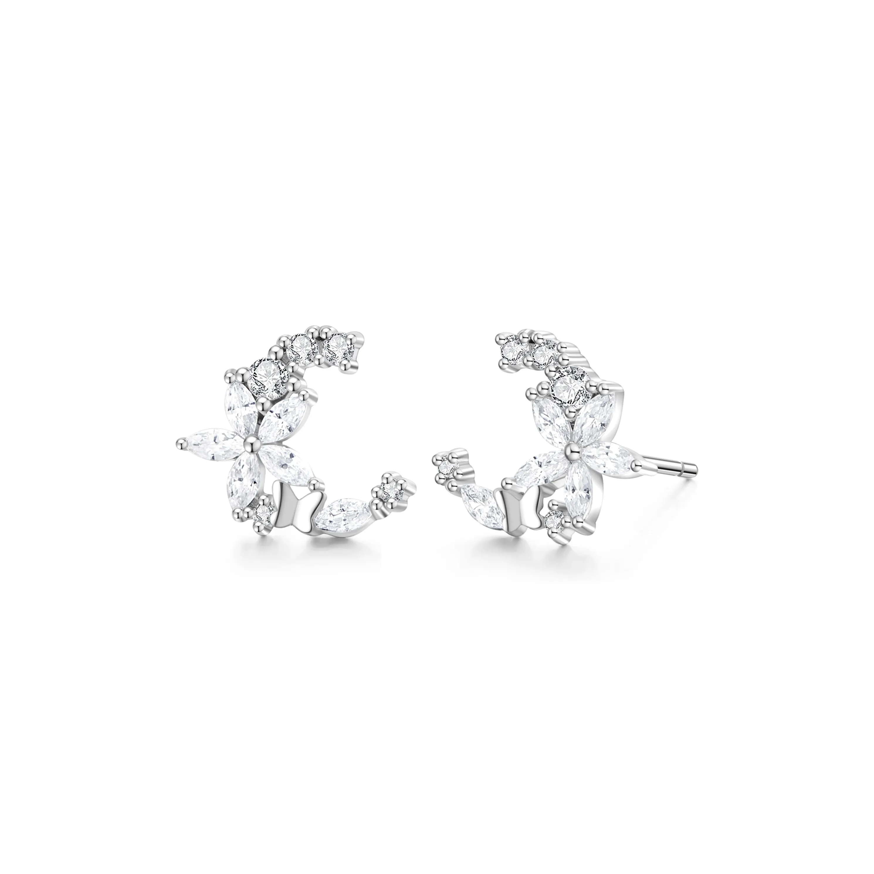 Lao Feng Xiang S999 Silver Women's Stud Earrings Women's Silver