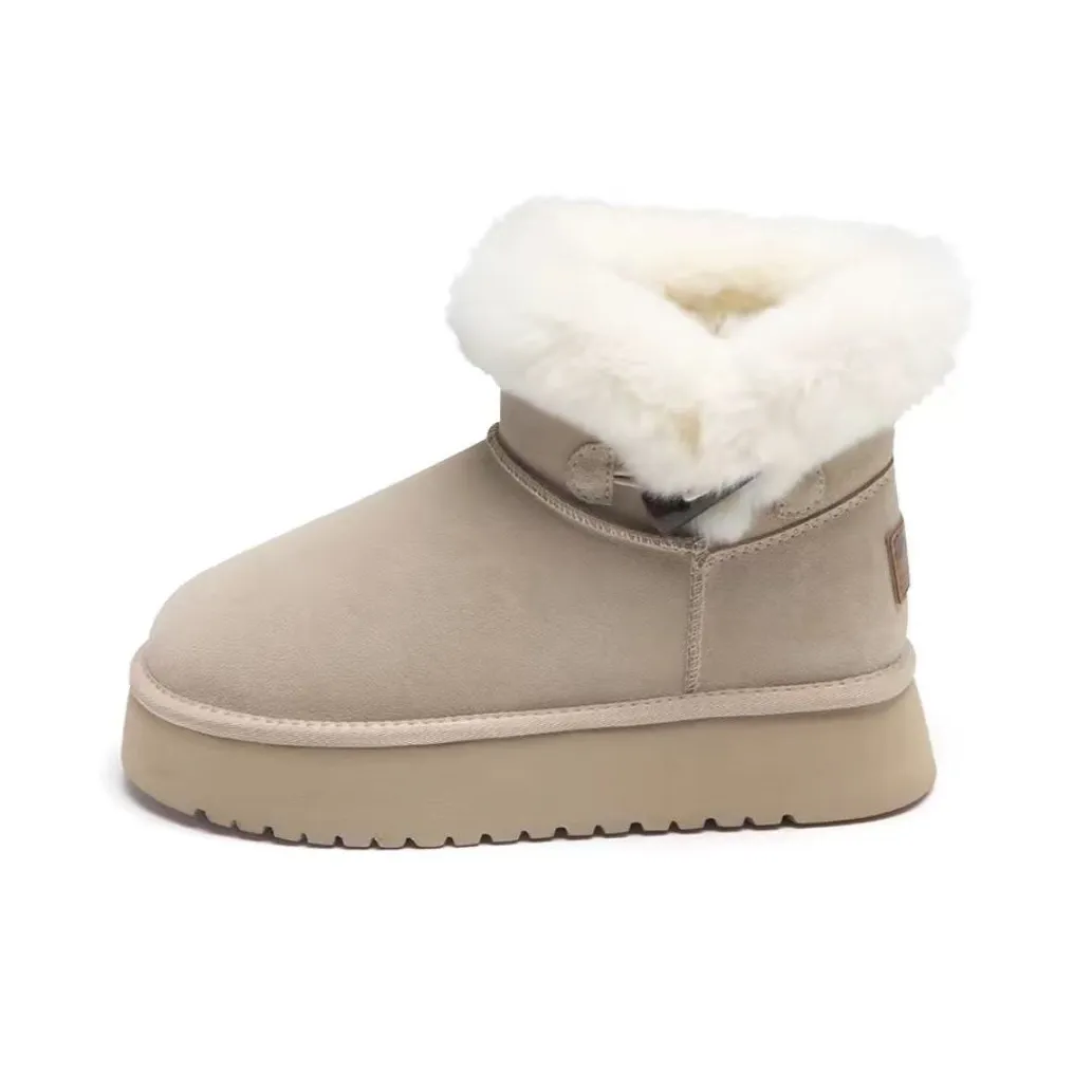 Take The Qin Thermal Abrasion Resistant Height Increasing Slip Resistant Short Snow Boots Women's