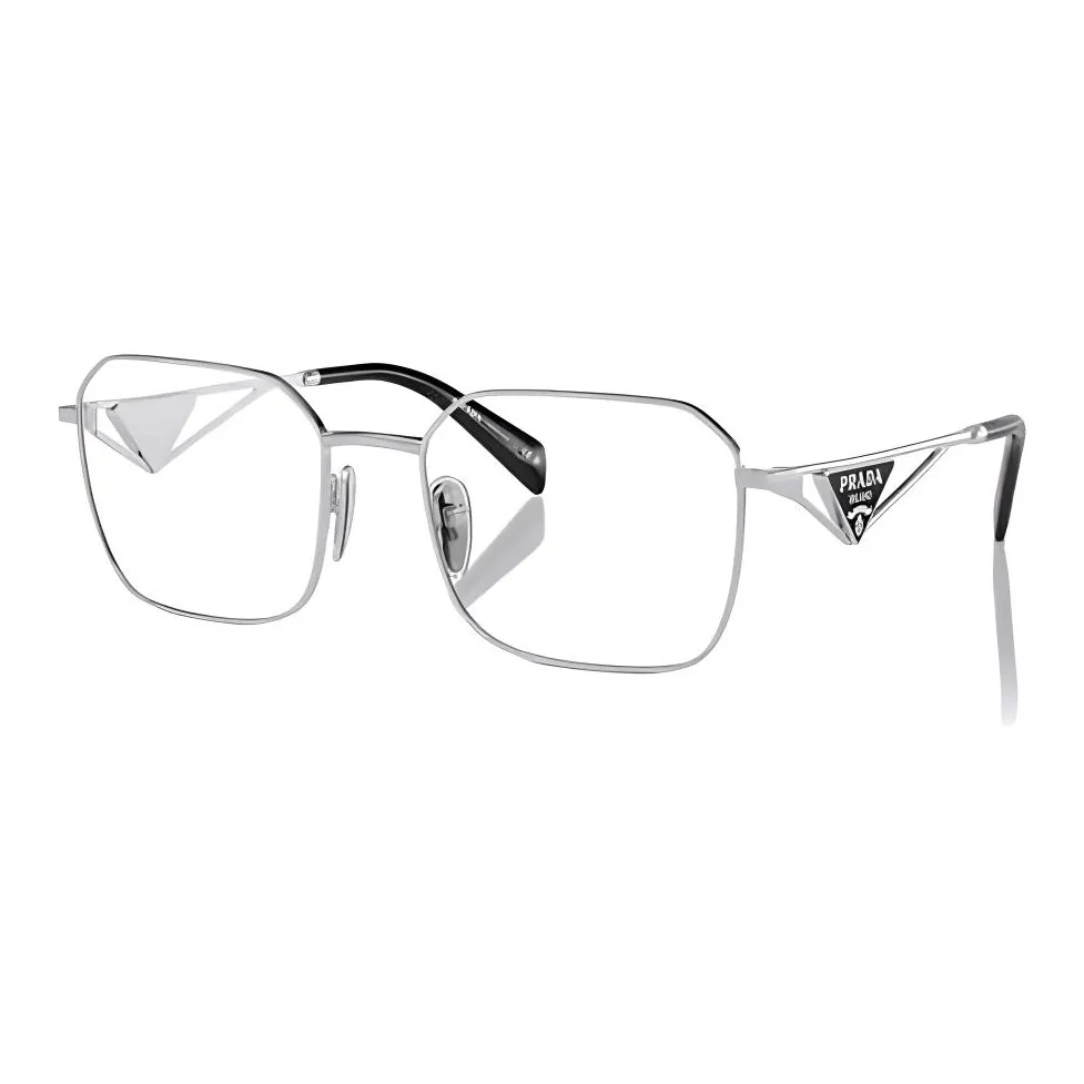 PRADA Оправа для очков с неровными краями Женская Серебряная