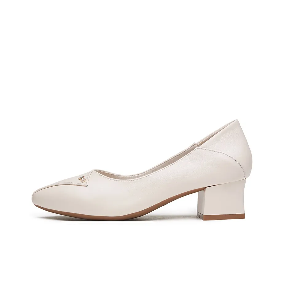AOKANG Chunky Heel High Heels Women's Beige