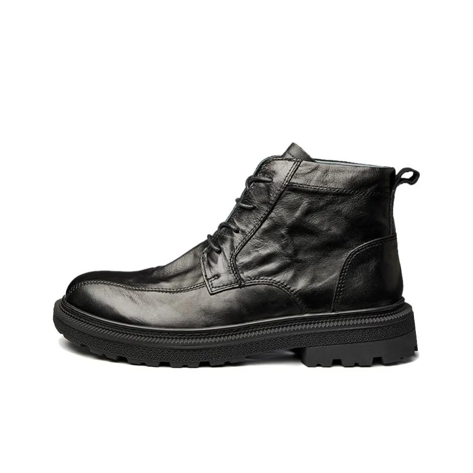 Brounvanm Короткий Мартин Boot 4CM Мужской Черный