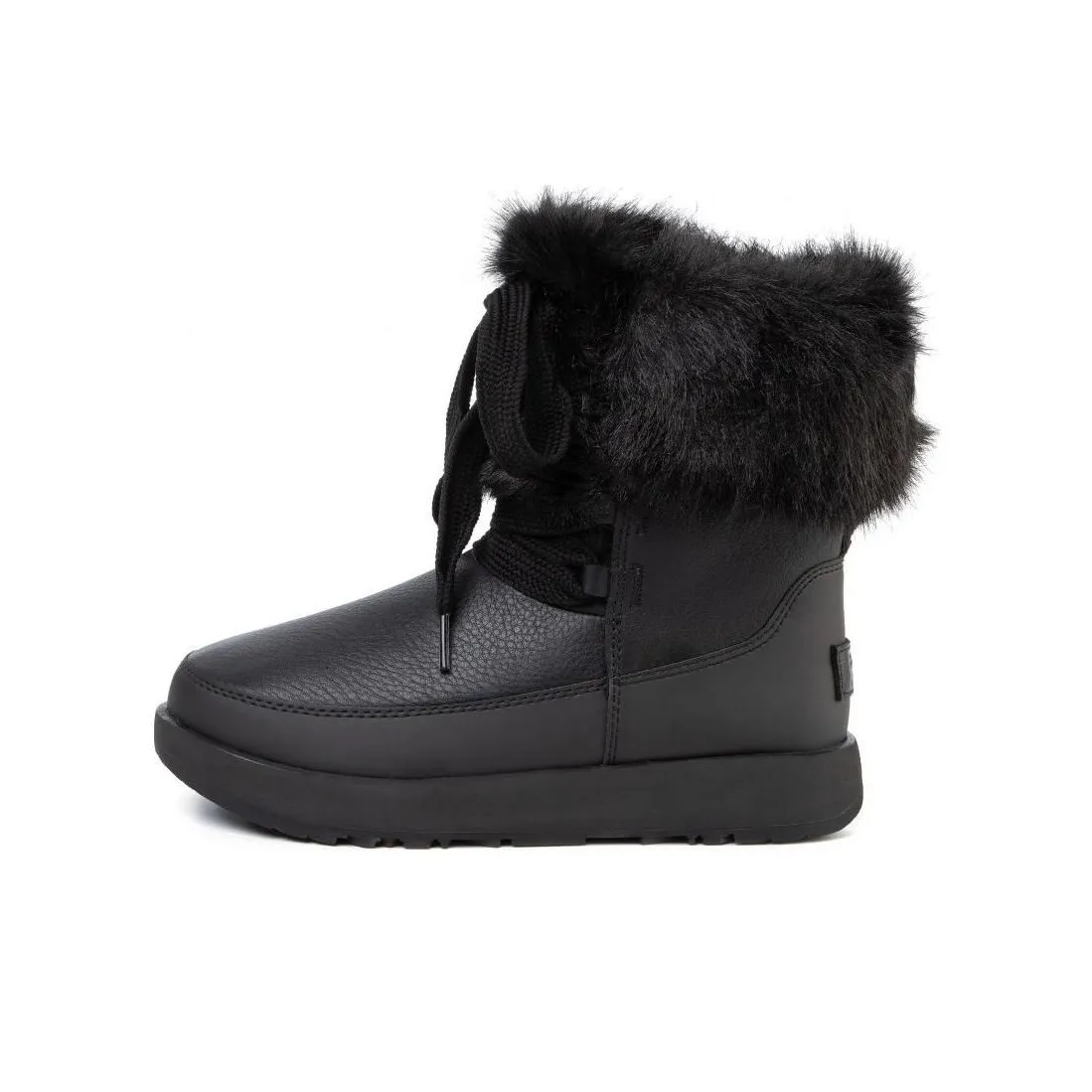 UGG Gracie Waterproof Black Leather Lace Up Boots 
Black
 Women
s