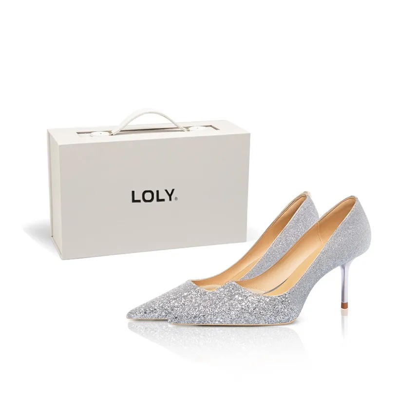 LOLY Dreamy Princess Crystal Обувь Узкий каблук Высокие каблуки Women's Silver Коробка Включено