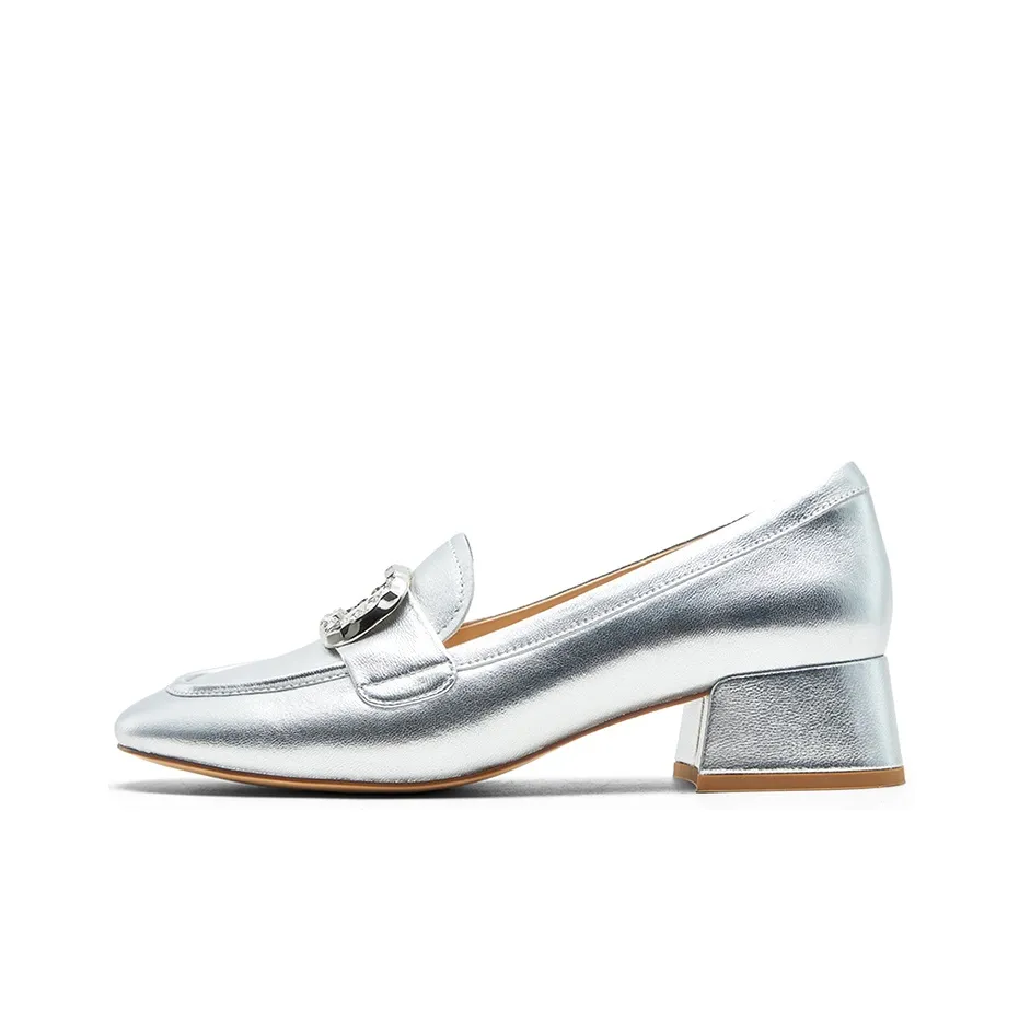 NINE WEST Грубый каблук Высокие каблуки 4CM Женские Серебряные