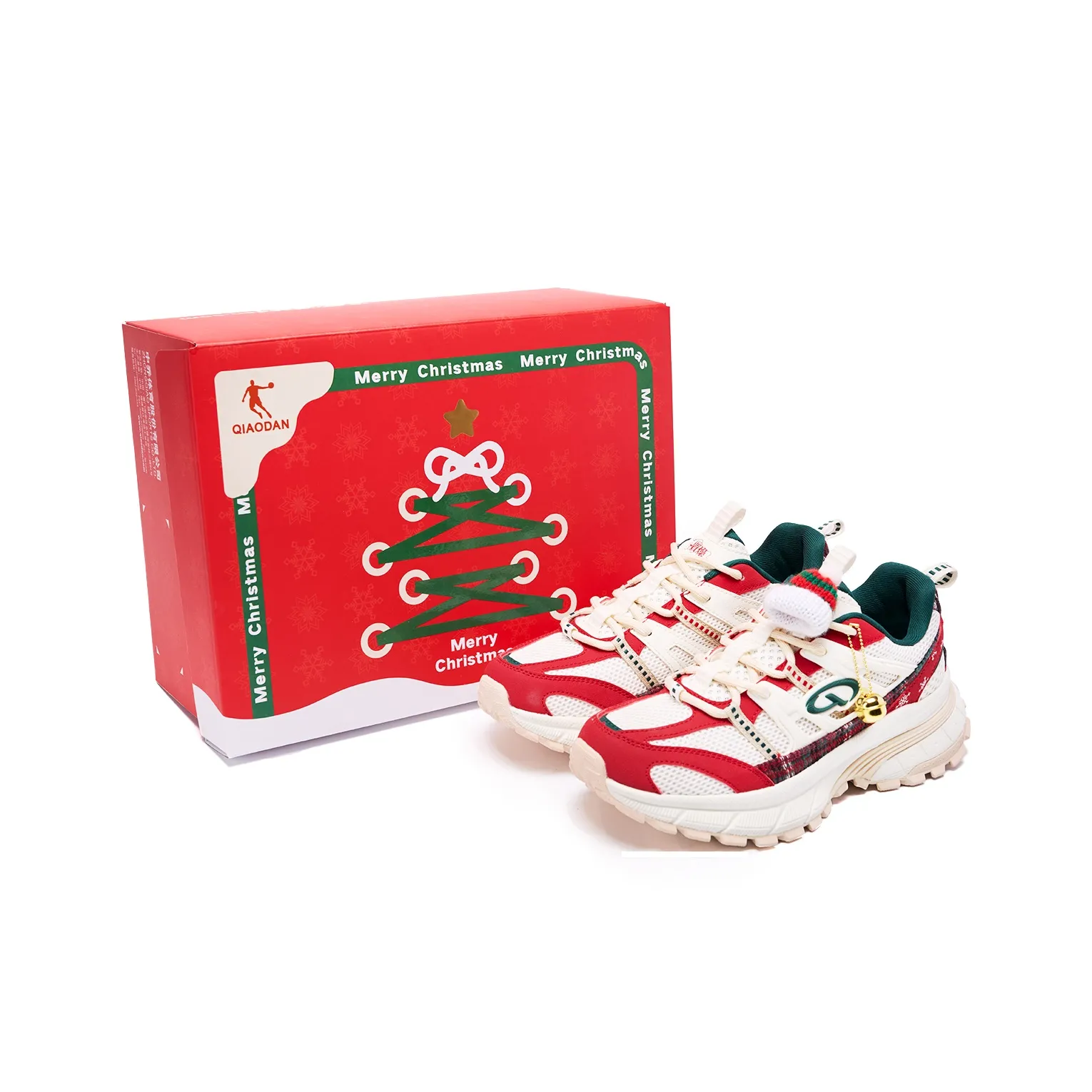 QIAODAN Kaiyuan V3 Wear-Resistant Lightweight Height Increasing Low-Top Casual Shoes Women's Ivory Koi Fish Red