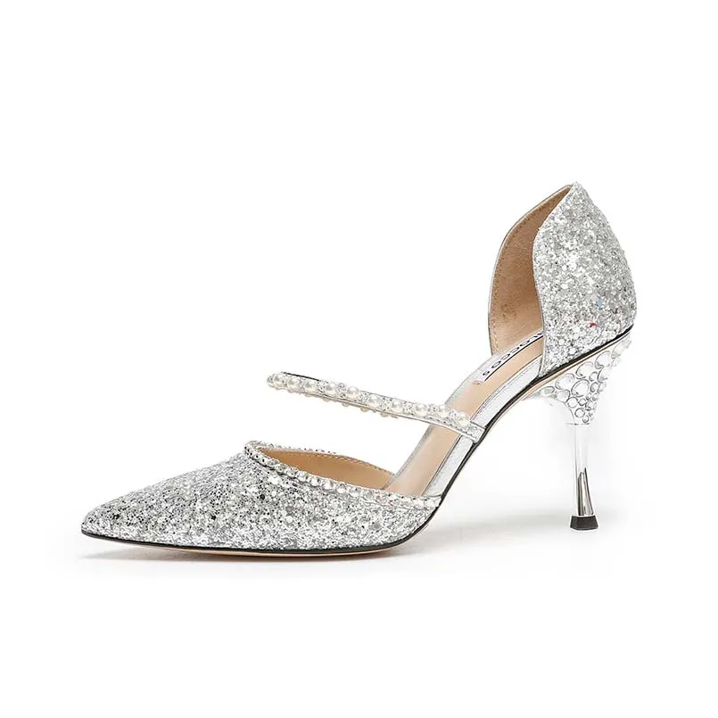 BLOCCO5 Узкий каблук Высокие каблуки 8,5 см Женские Серебряные