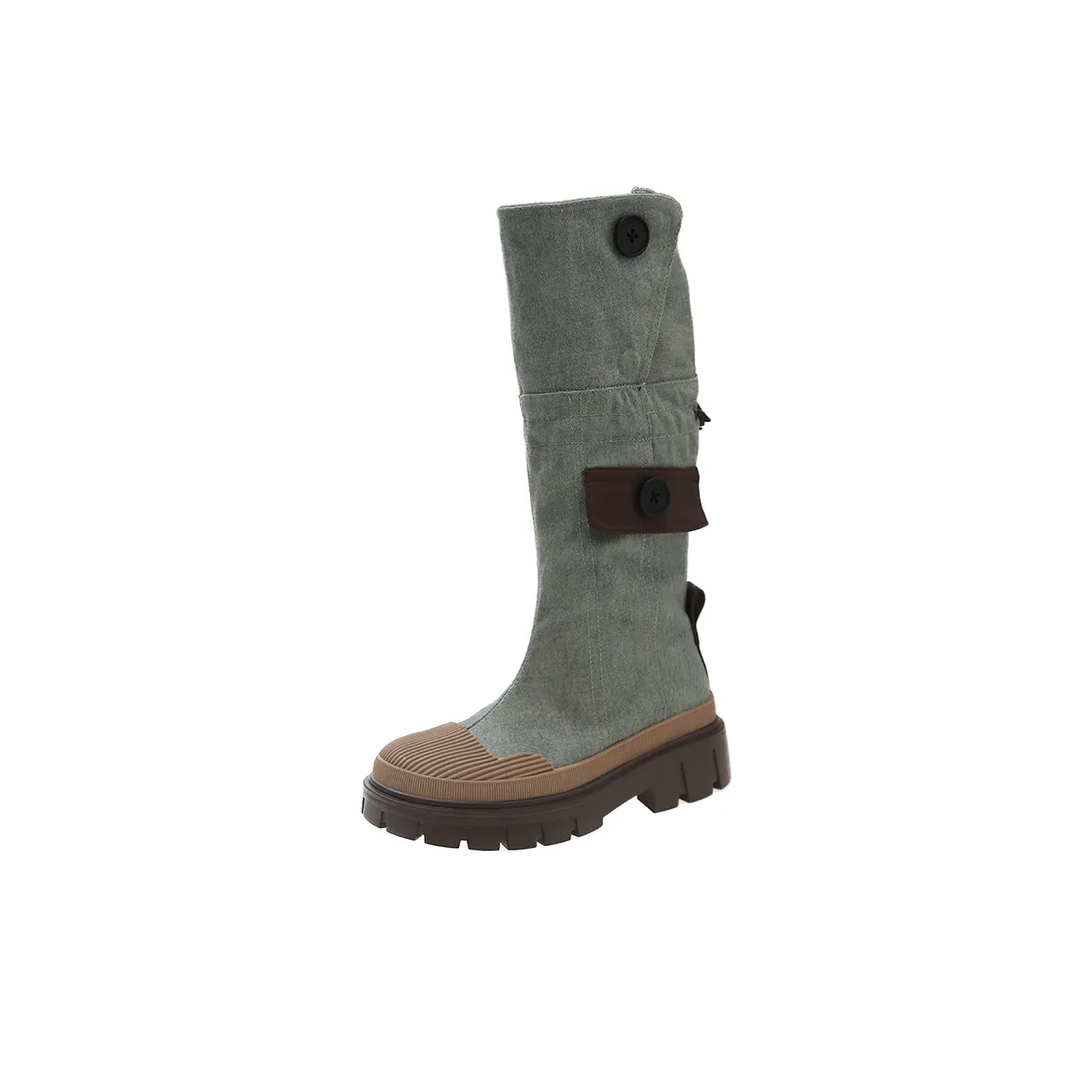 GEJIANI Knee-high Boots Women's Light Blue
