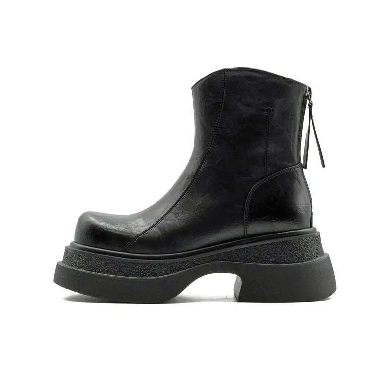 Little Sue Niche Design British Style Hot Girl Square Toe Slim Boots Fashion Commute Ankle Boots Women's