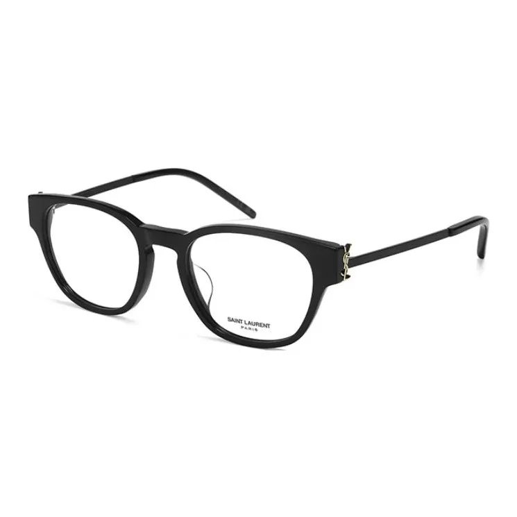 SAINT LAURENT Capsule Plate Frame Cat Eye Eyeglass Frames Unisex Black With Gold Logo