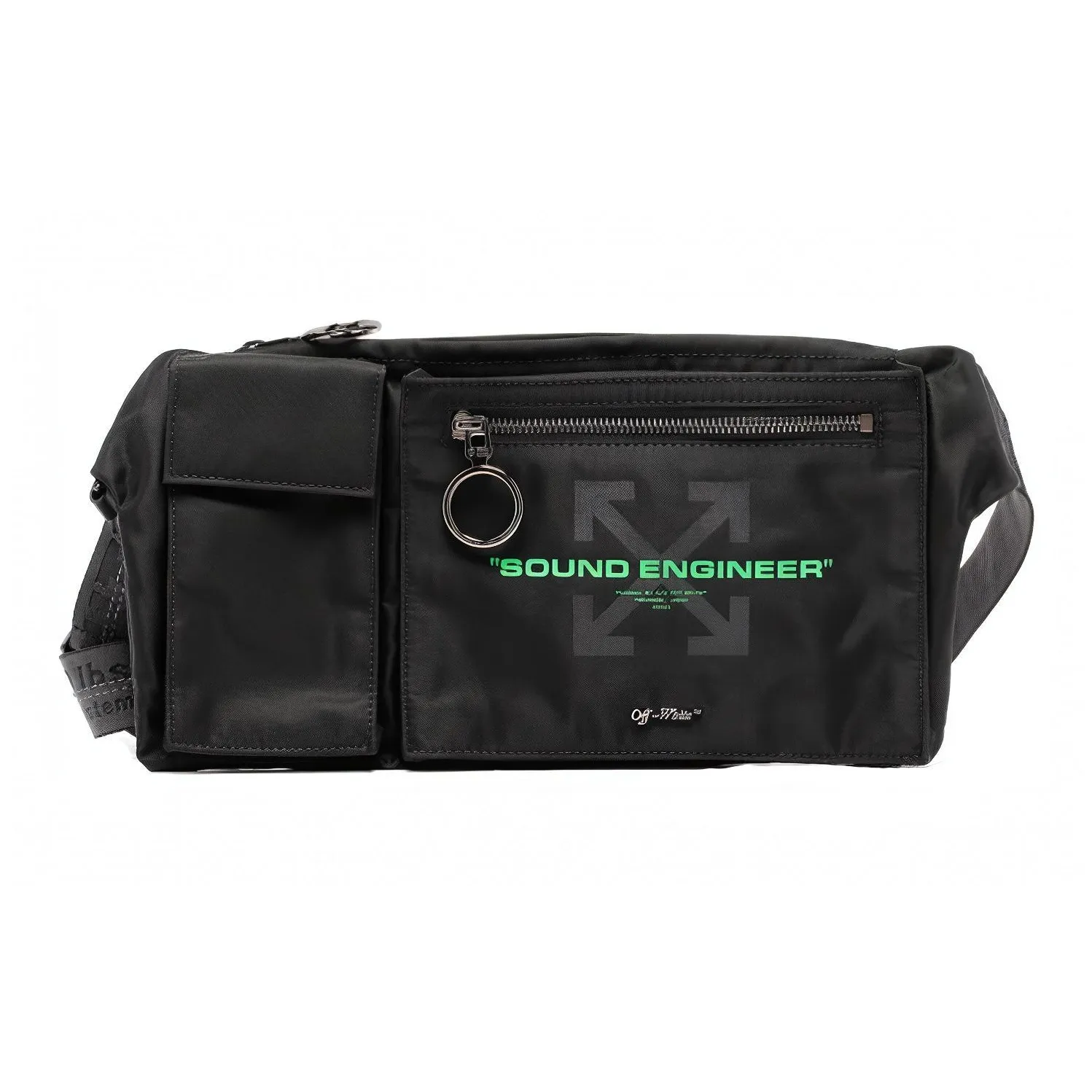 OFF WHITE Nylon Fabric Sling Bag Fanny Pack Men's Black