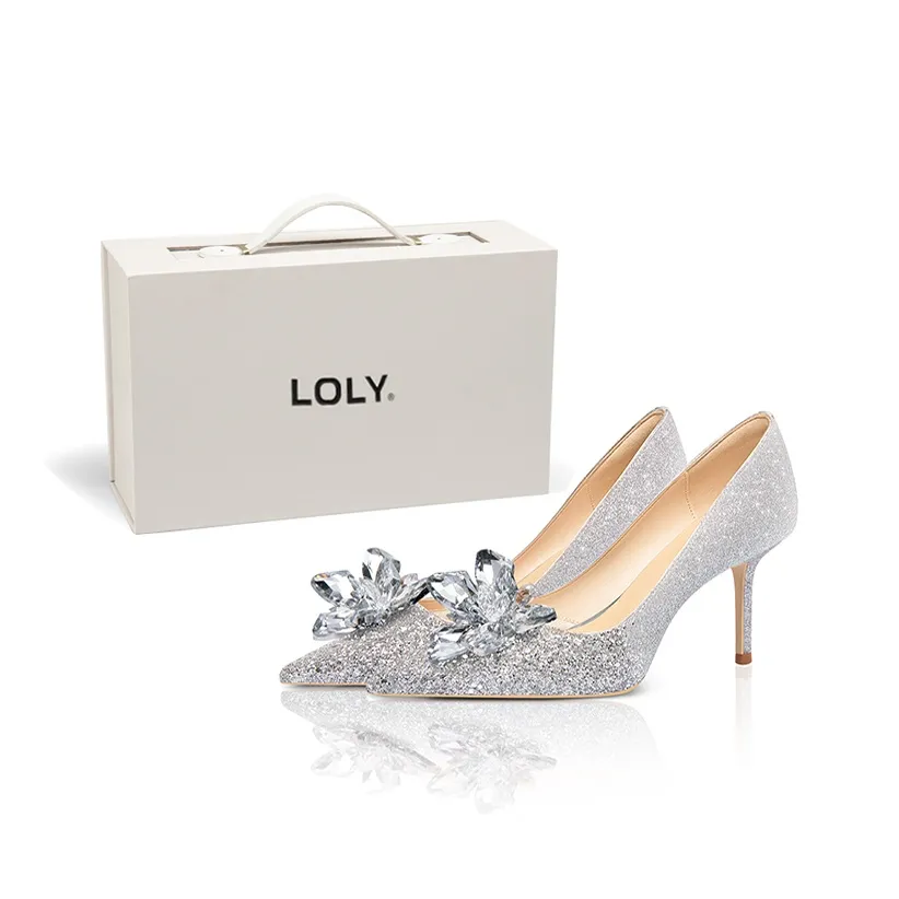 LOLY Slim Heel High Heels 8CM Women's Silver Box